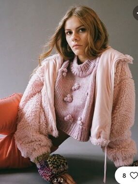 Urban outfitters BDG pink fuzzy Hooded Cropped Teddy Jacket size XL NWT